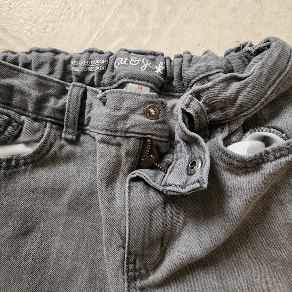 Cat and Jack gray elastic waist relaxed straight leg jeans Size 14 - Picture 4 of 8